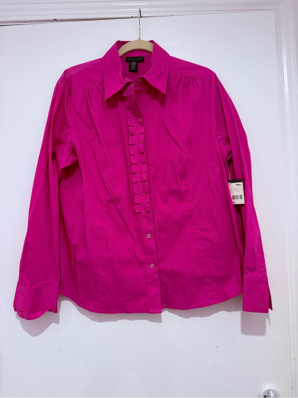 Apostrophe Hot Pink Ruffle-Placket Button-Down Shirt